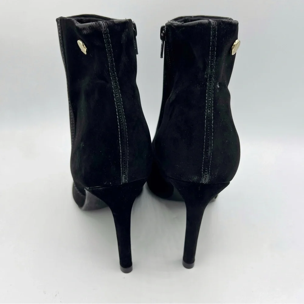 Vizzano Black Suede Velvet Ankle Bootie Size 8 Pointed Toe Stiletto Heel